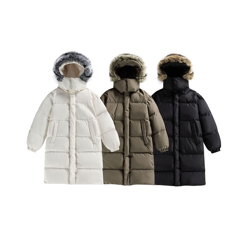 Mr. Song's Cross-Border 90 White Duck down Foldable Hooded Large Fur Collar Thickened Cold-Resistant Long down Jacket for Men and Women Mr. Song's Cross-Border 90 White Duck down Foldable Hooded Large Fur Collar Thickened Cold-Resistant Long down Jacket for Men and Women