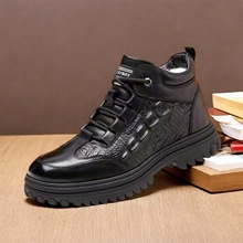 冬季加绒加厚男防寒鞋高帮户外雪地靴保暖鞋靴男士棉鞋老人棉皮鞋