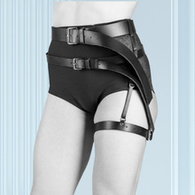 外贸女士腰带 演出拍摄配饰黑色性感腹部腰封腿环Leather Harness