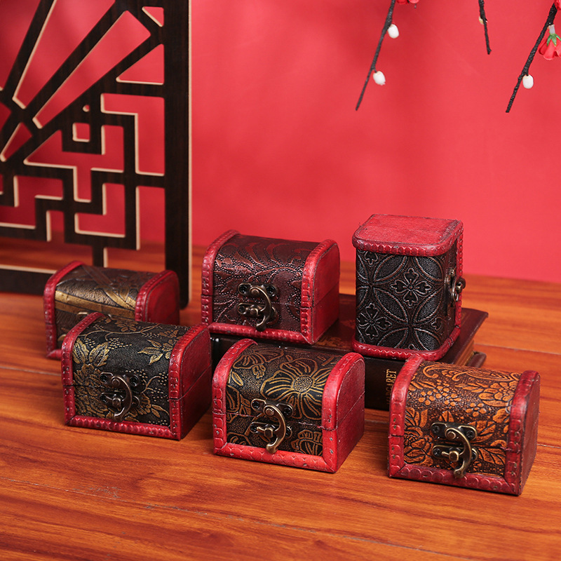 古风热销仿古小木盒复古收纳盒桌面首饰耳环储物盒礼品包装喜糖盒