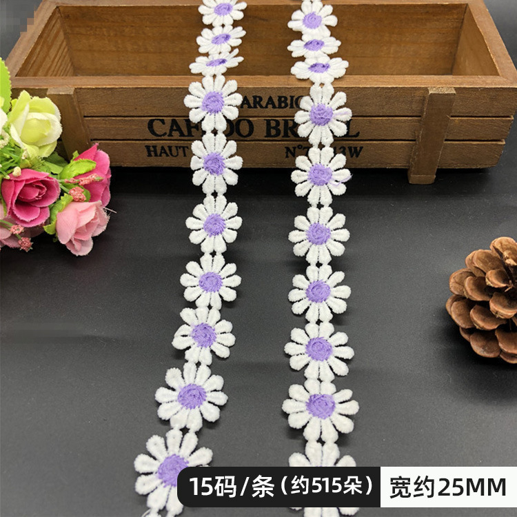 RY color encaje flores pequeñas accesorios hecho a mano bricolaje encaje correa lateral ropa cortina bordado tela material decoración