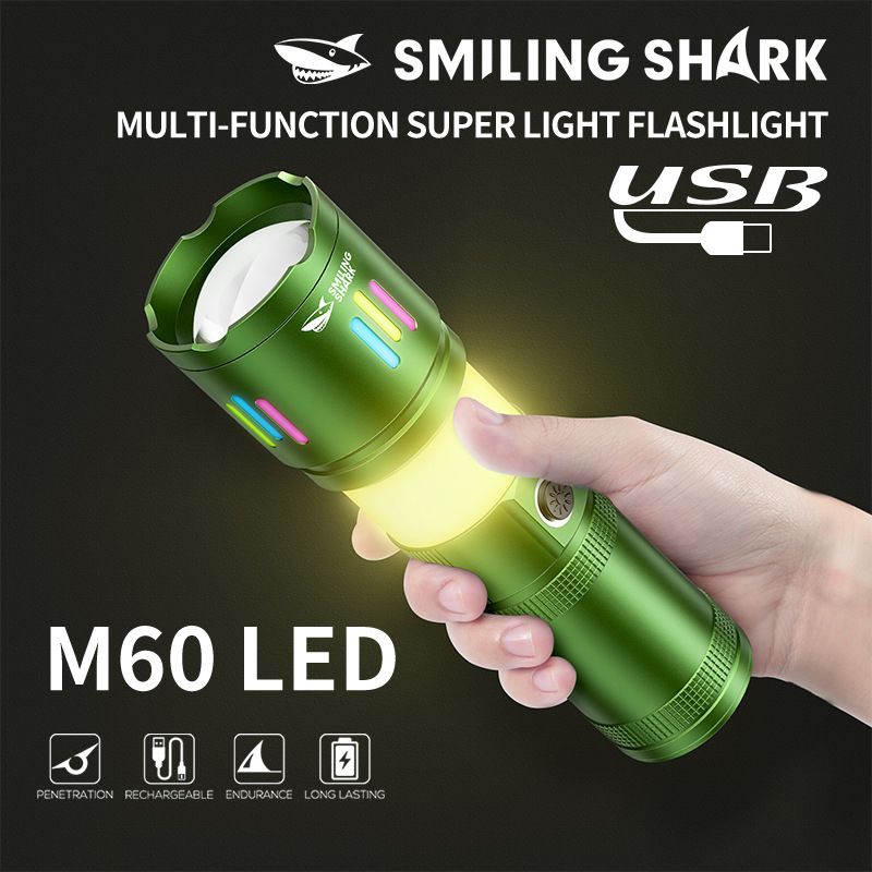 Multifunctional dual light flashlight telescopic camping lig