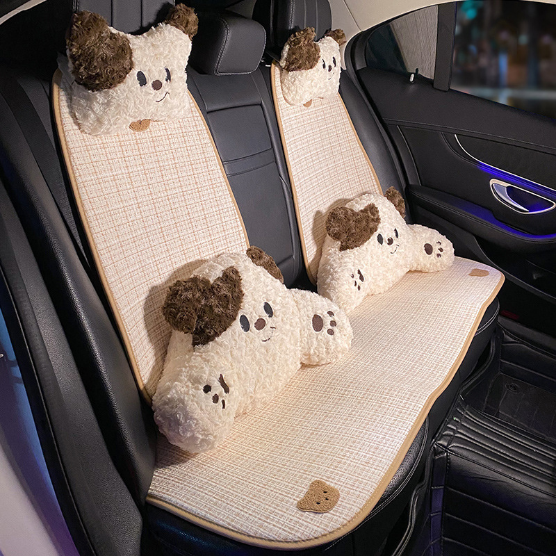 車のクッション通用の四季の亜麻の車の通風のクッションの夏の漫画のかわいい椅子のカバーは汚いことを防ぎます。|undefined