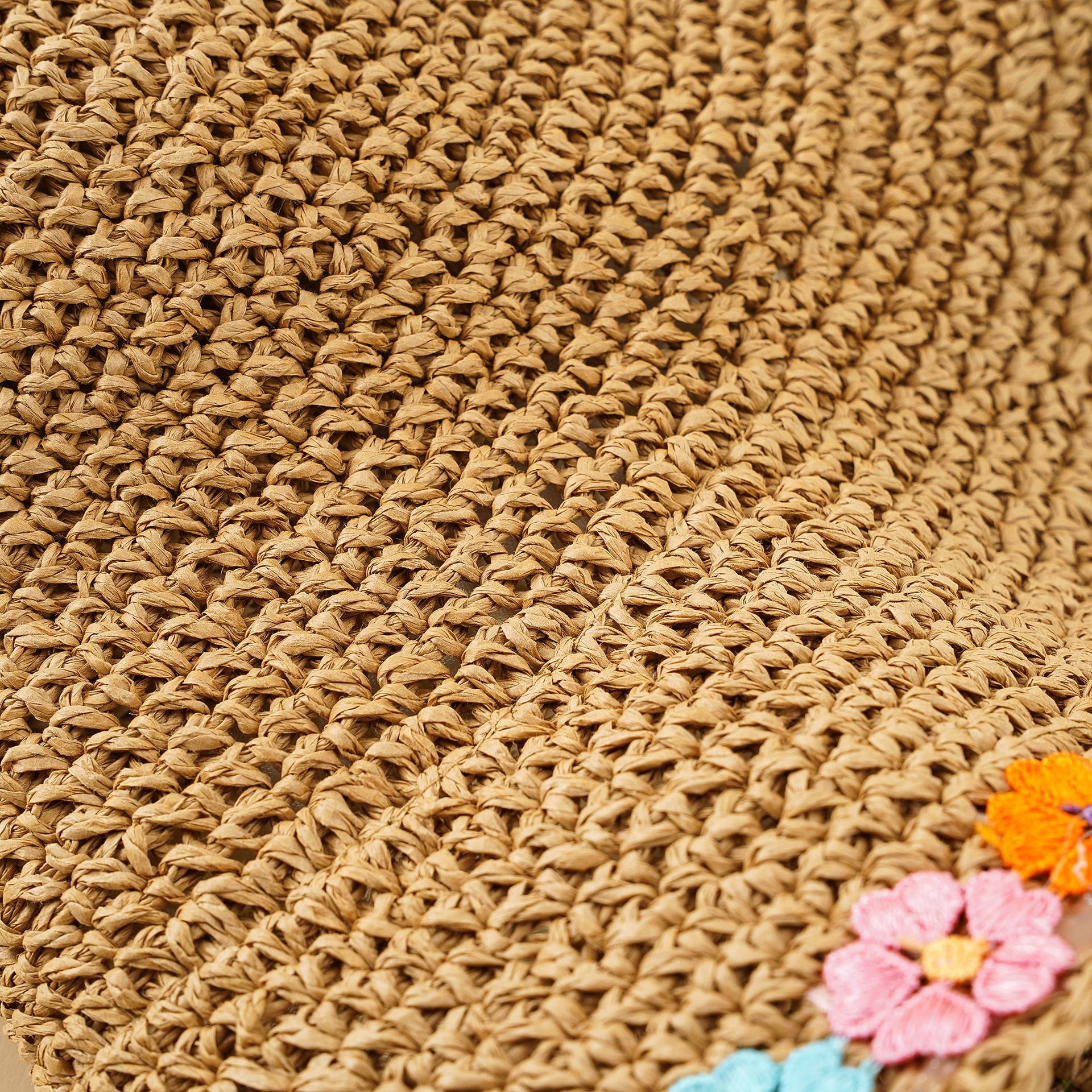 Verano nuevo sombrero de paja de seis colores de flores de paja sombrero femenino dulce pescador sombrero de vacaciones de estilo coreano