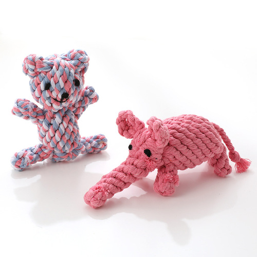 Cotton Rope Teeth Cleaning Bone Knot Dog Toy Dog Bite Resistant Interactive Molar Knitted Pet Toy Pet Supplies