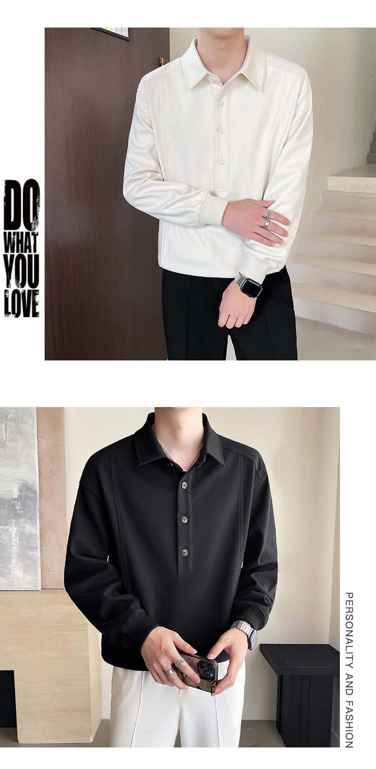 Jesenski in zimski priložnostni enobarvni pulover s kapuco in reverjem za moške_voghion.com