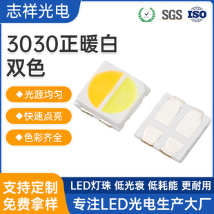3030 Lamp Beads 3030 Two-Color Lamp Beads Patch Type High Light Efficiency 1W White Warm White Led Patch Light-Emitting Diode