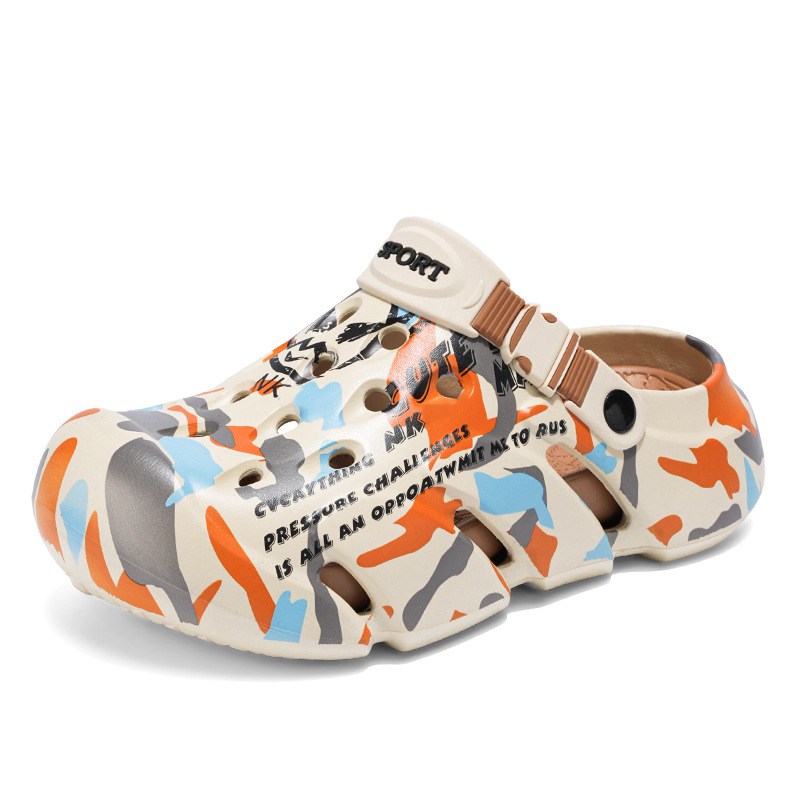 Zapatos con agujeros para hombres nuevo estilo verano al aire libre graffiti Baotou sandalias antideslizantes EVA pisando la mierda sandalias y zapatillas Sandals