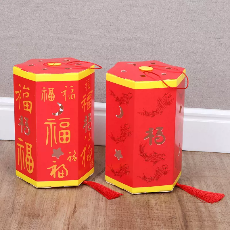 新年元旦投影走马灯儿童手工diy材料包手提灯笼led花灯厂家批发