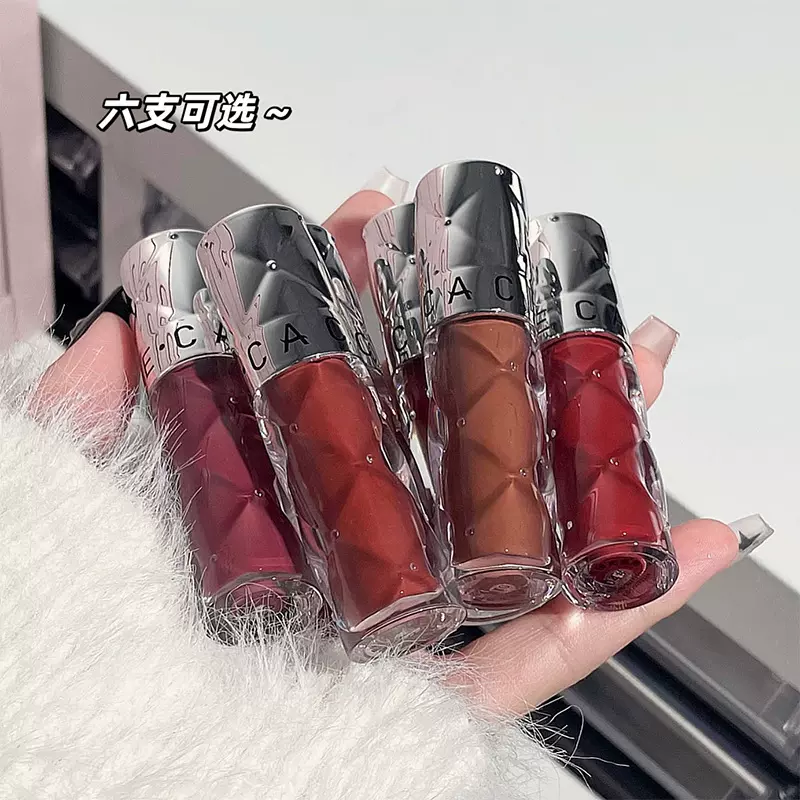 CACE 新品银透镜光唇釉 银管水波纹唇泥6色学生平价冲量款批发