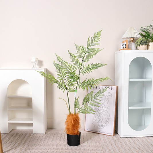 Helecho de cabeza de mono de simulación, helecho de seda dorada, árbol falso, planta en maceta, sala de estar interior, decoración del paisaje del patio, decoración de plantas verdes biónicas de piso a techo