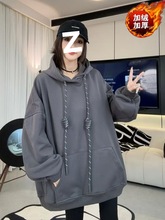 设计感中长款过臀卫衣裙胖MM特大码300斤秋冬加绒加厚慵懒连衣裙