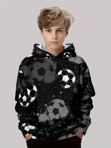 Children's Hoodie 3D Digital Printing Boy's Hooded Sweatshirt Casual Sporty Hooded Pull-over Top