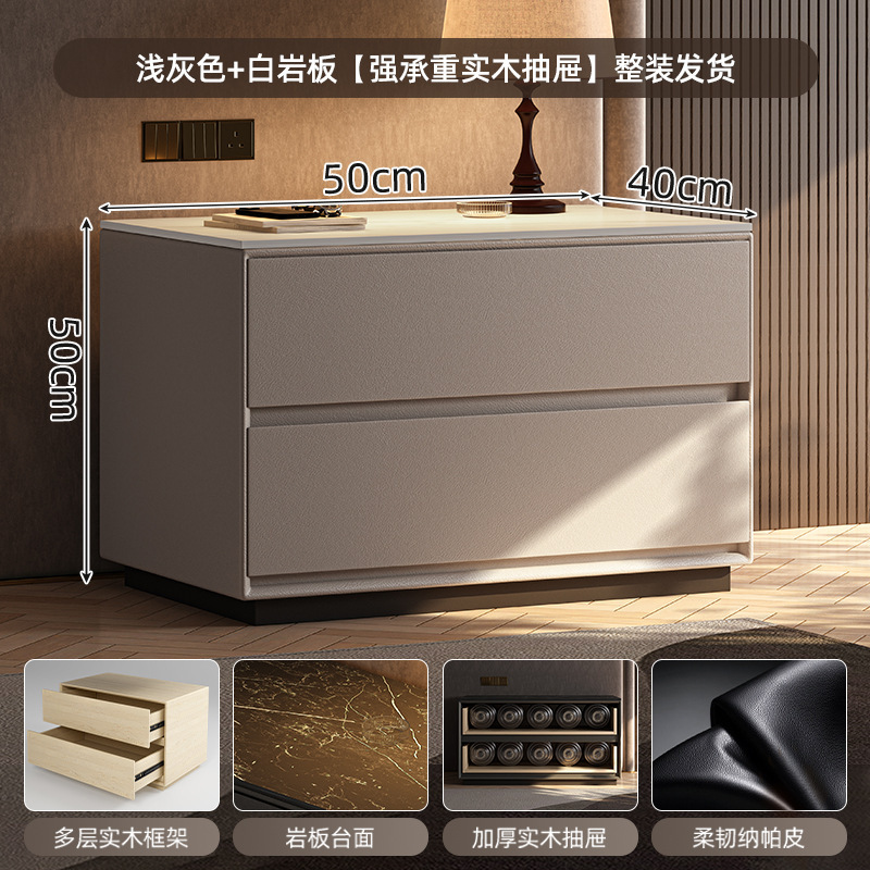 Armario de almacenamiento de mesita de noche todo en uno 2025 nuevo armario de almacenamiento de dormitorio doméstico de gran tamaño armario italiano de madera maciza de lujo ligero