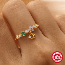 s925银韩版新款微镶水晶锆石戒指甜美法式优雅花朵指环网红流行