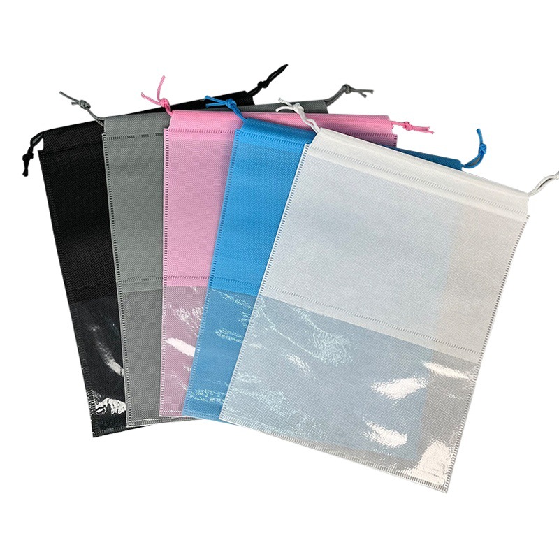 En stock no tejido con cordón bolsa ventana con cordón bolsa de Zapatos Ropa de viaje para el hogar a prueba de polvo bolsa de almacenamiento de juguete impermeable