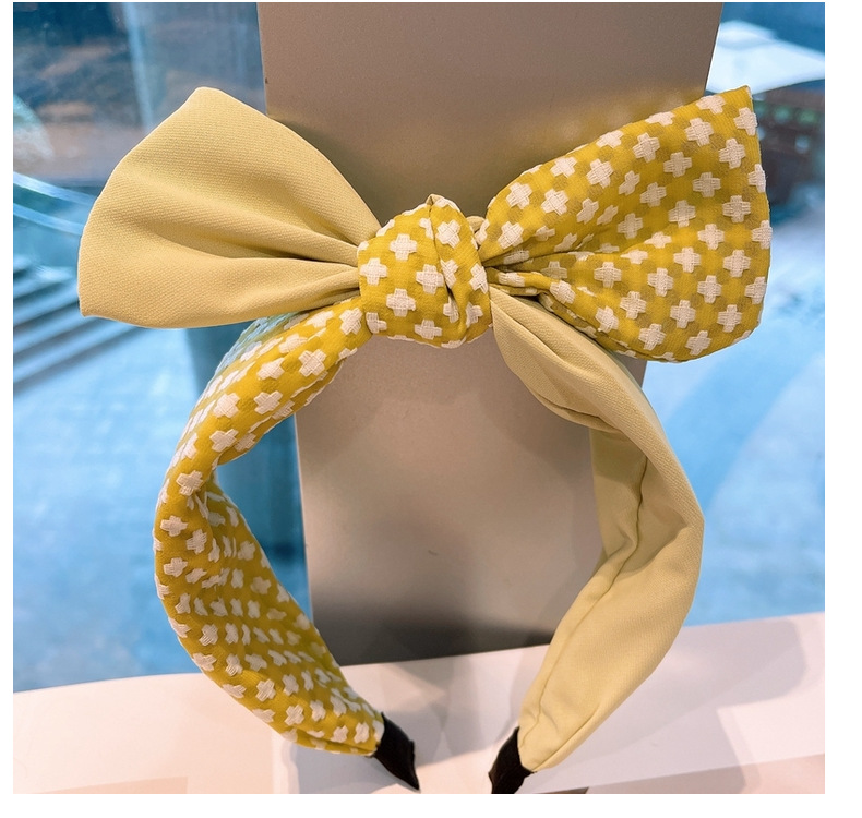 Retro Houndstooth Color Matching Bow Headband display picture 3