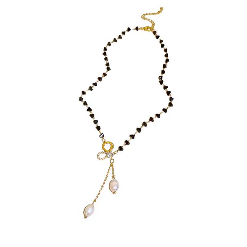 Collier pendentif papillon en perles et zircon micro-pavé, style européen et américain, pour femme. Design de niche, polyvalent et haut de gamme._voghion.com