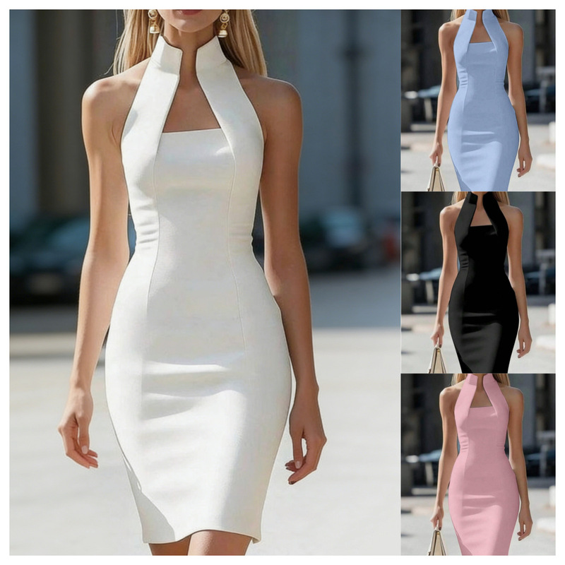 2026 European and American Cross-Border New Style Banquet Party High-Neck Sleeveless Slim-Fit Dress for Women 2026 European and American Cross-Border New Style Banquet Party High-Neck Sleeveless Slim-Fit Dress for Women