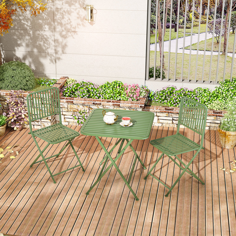 Outdoor Courtyard Iron Table and Chair Combination Milk Tea Cafe Leisure Dining Table and Chairs Open-Air Balcony Folding Table and Chair Set