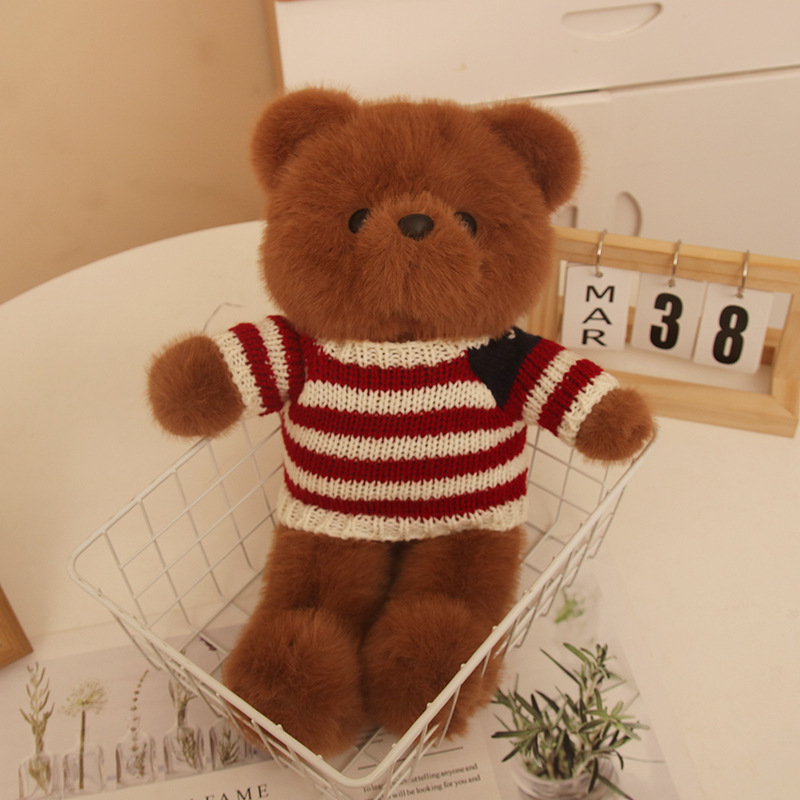 Vestido de visón dorado, pajarita, oso de peluche, muñeco de peluche, muñeca de oso, juguete para niños, regalo para novio y novia