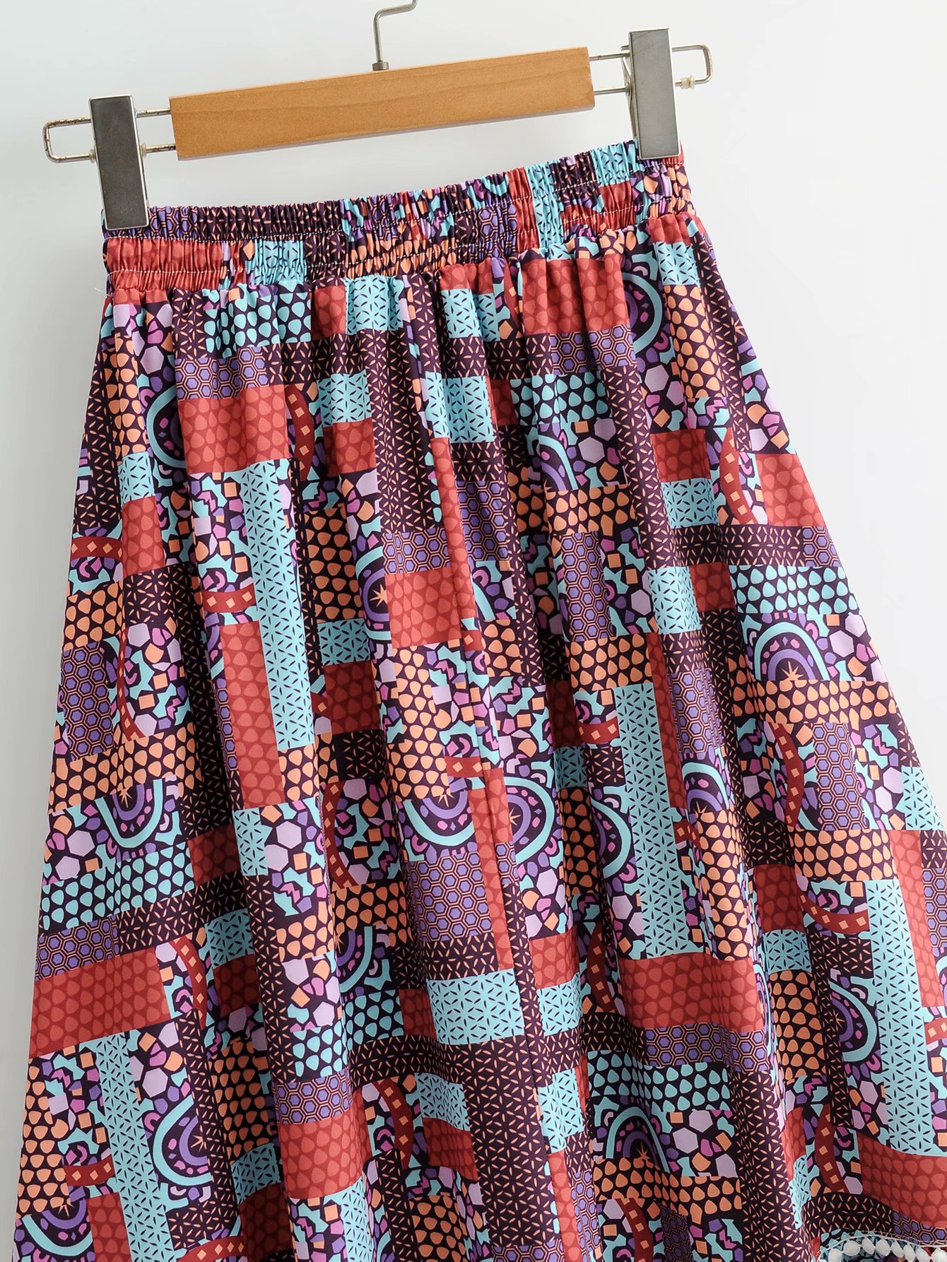 new printed mid-length elastic high-waist skirt   NSAM26214