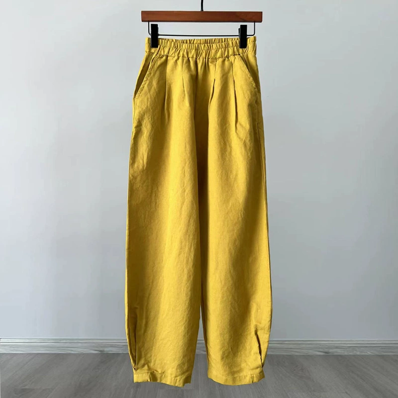 Casual Spring Trousers, cotton-linen blend, loose fit, mid-rise, multi-color sizes S–L