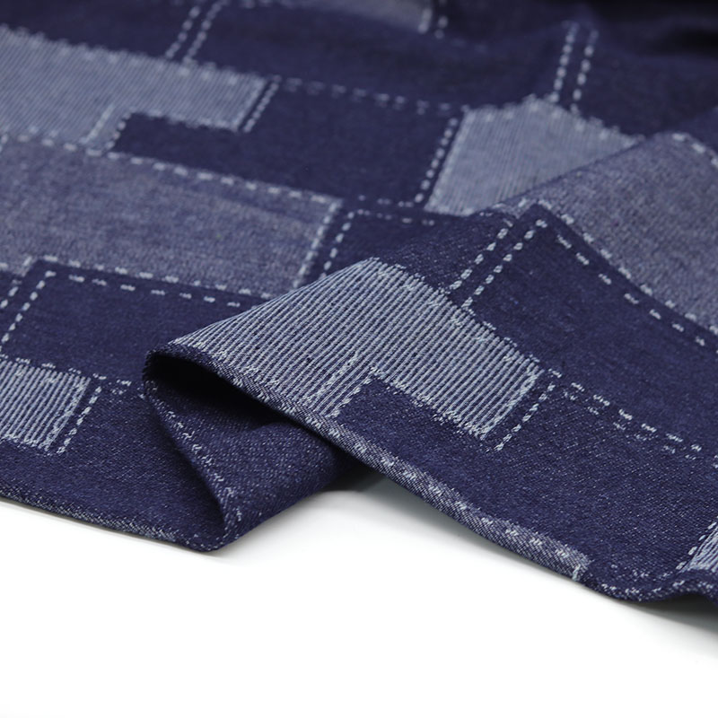 格子提花水洗牛仔布料服装面料高档手工diy衣服外套包包