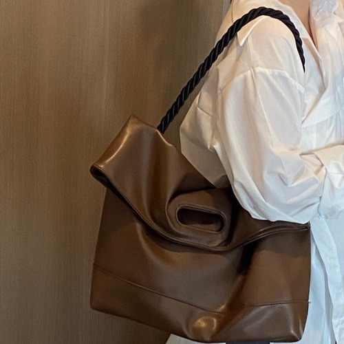 2024 spring new high-end soft leather PU women's bag large capacity simple commuter student shoulder tote bag large bag