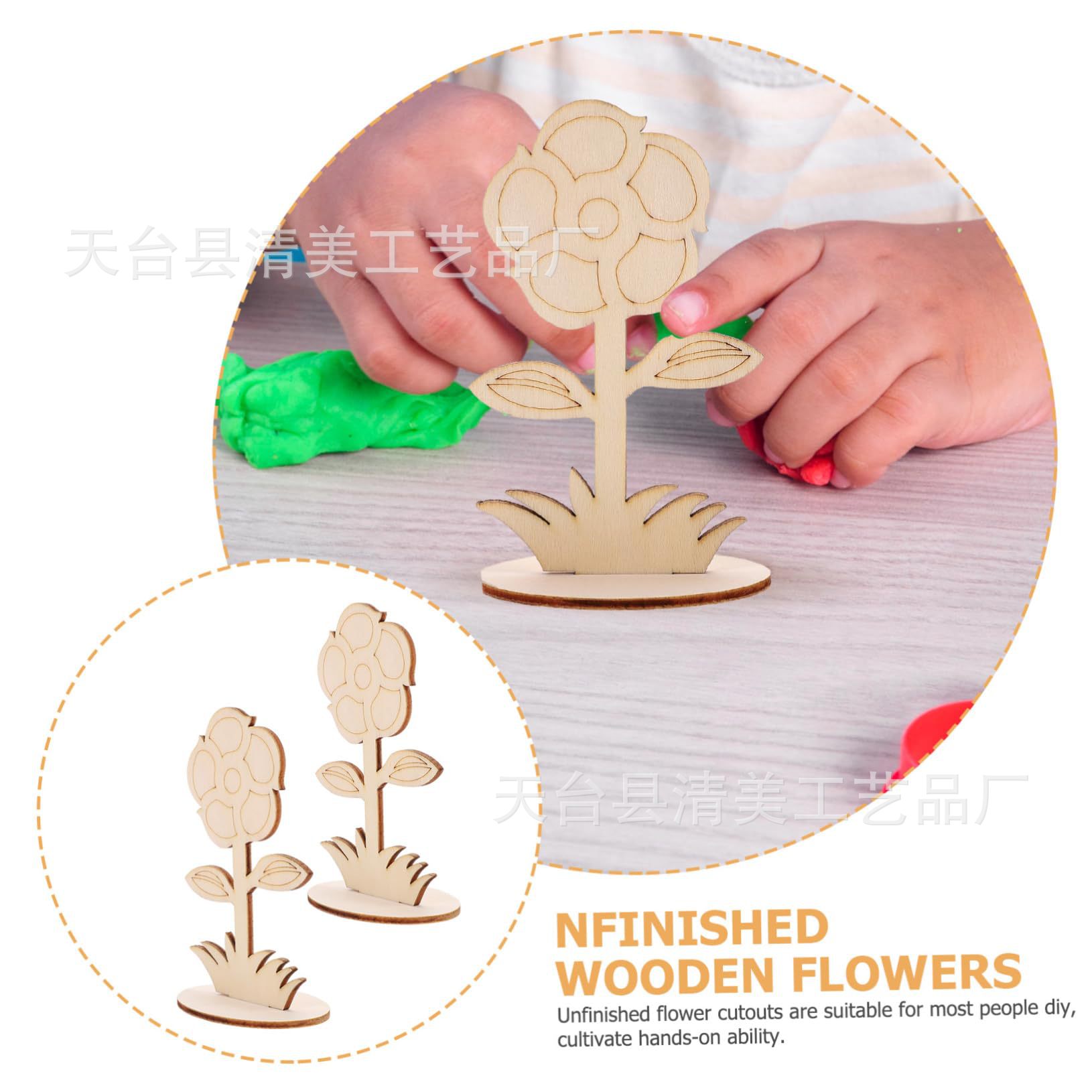 Arreglos florales hechos a mano, decoraciones de madera, artesanías de flores de madera sin terminar, suministros de arte de flores de madera