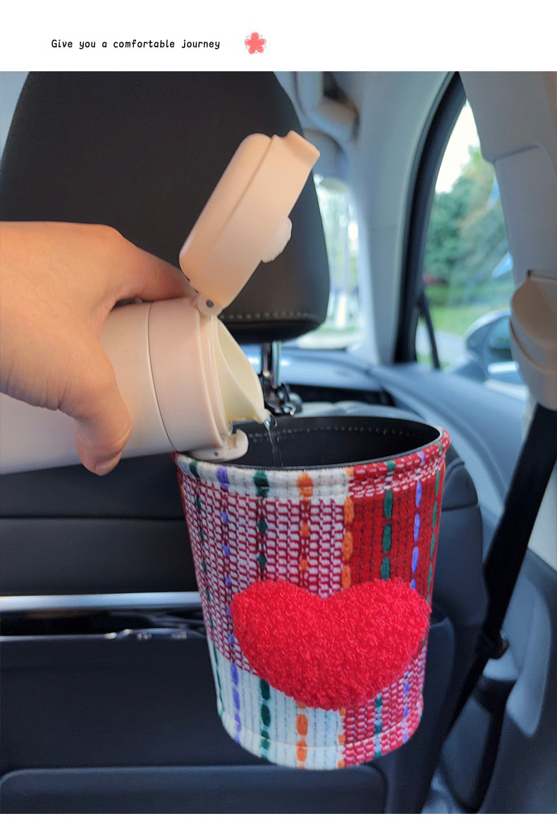 Car-mounted tissue box and trash bin 2-in-1, West Highland style, trendy car tissue bag, hanging type, high-end tissue bag for women