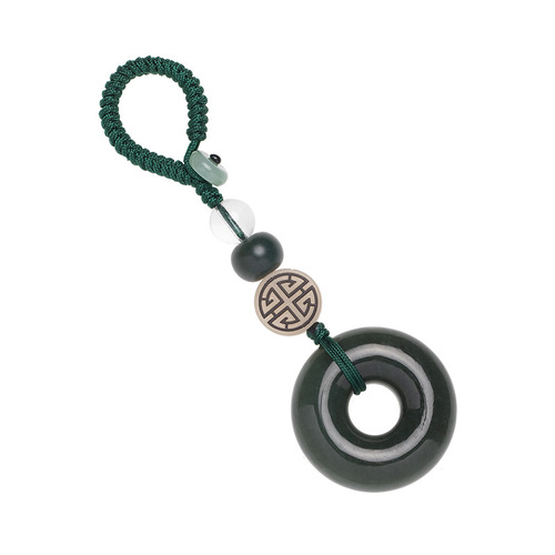 Heavenly Jade Car Keychain Pendant Couple Decorative Accessories for Men and Women, Exquisite Peace Knot Collection Gift