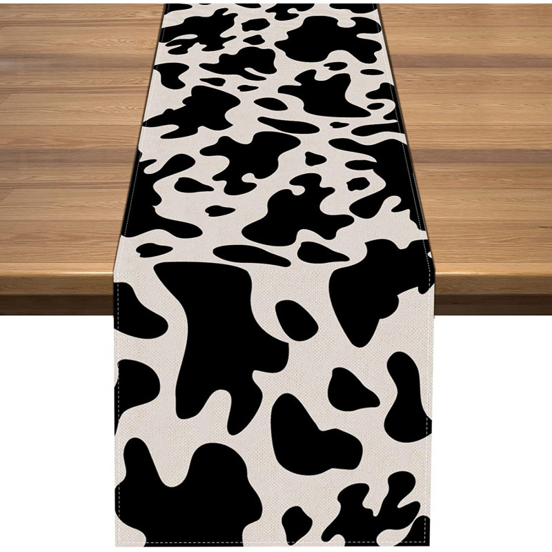 Bandera de mesa de rayas geométricas de lino de Amazon moderna y simple mantel a cuadros en blanco y negro almohadilla de mesa para el hogar image 11