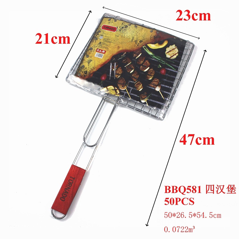 Babbidge 越境貿易バーベキュー用品木製ハンドルフラワーネットバーベキュークリップ焼き魚クリップバーベキューネットクリップグリルクリップグリルネット|undefined