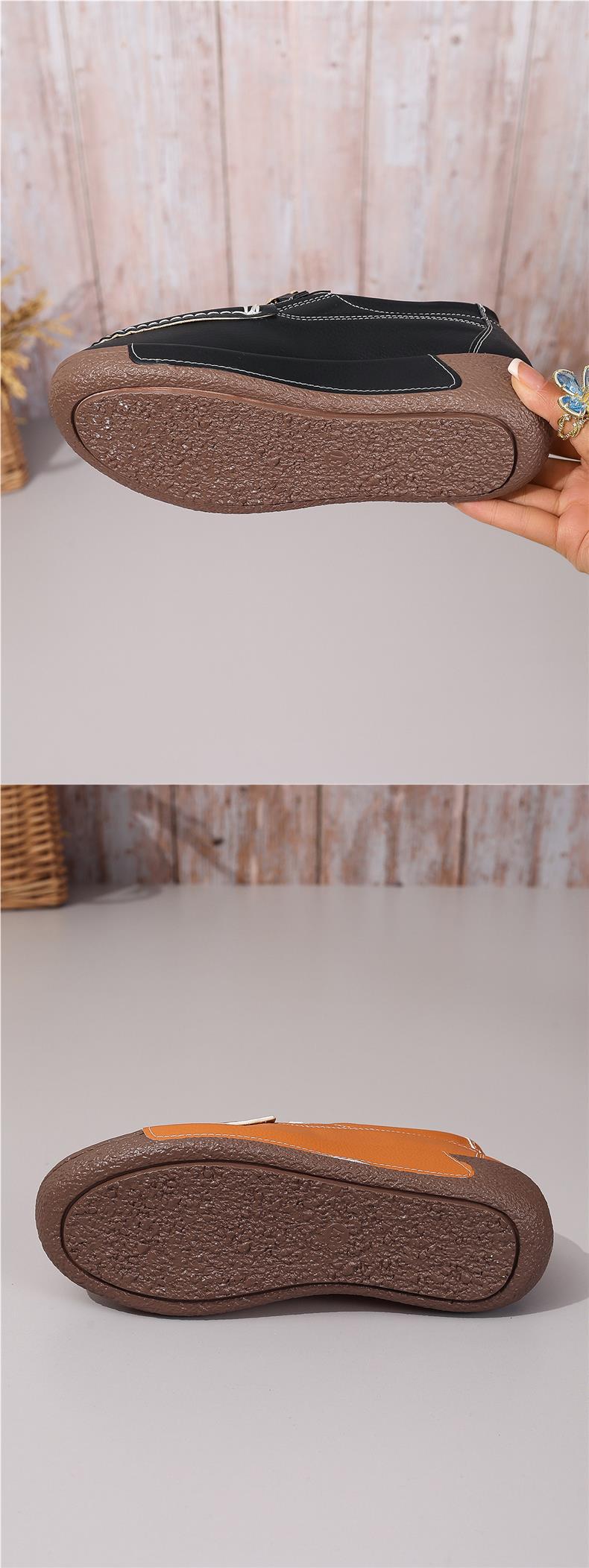 Large size Le Fu for women 2024 autumn new flat bottomed round toe metal buckle soft soled women's single shoes_voghion.com