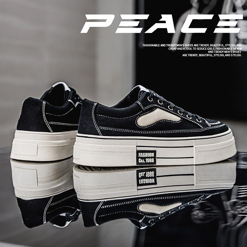 Men's Shoes Spring 2025 New Student Trendy All-match Breathable Canvas Shoes Thick Sole Wear-resistant plus size 46 Sports Sneakers