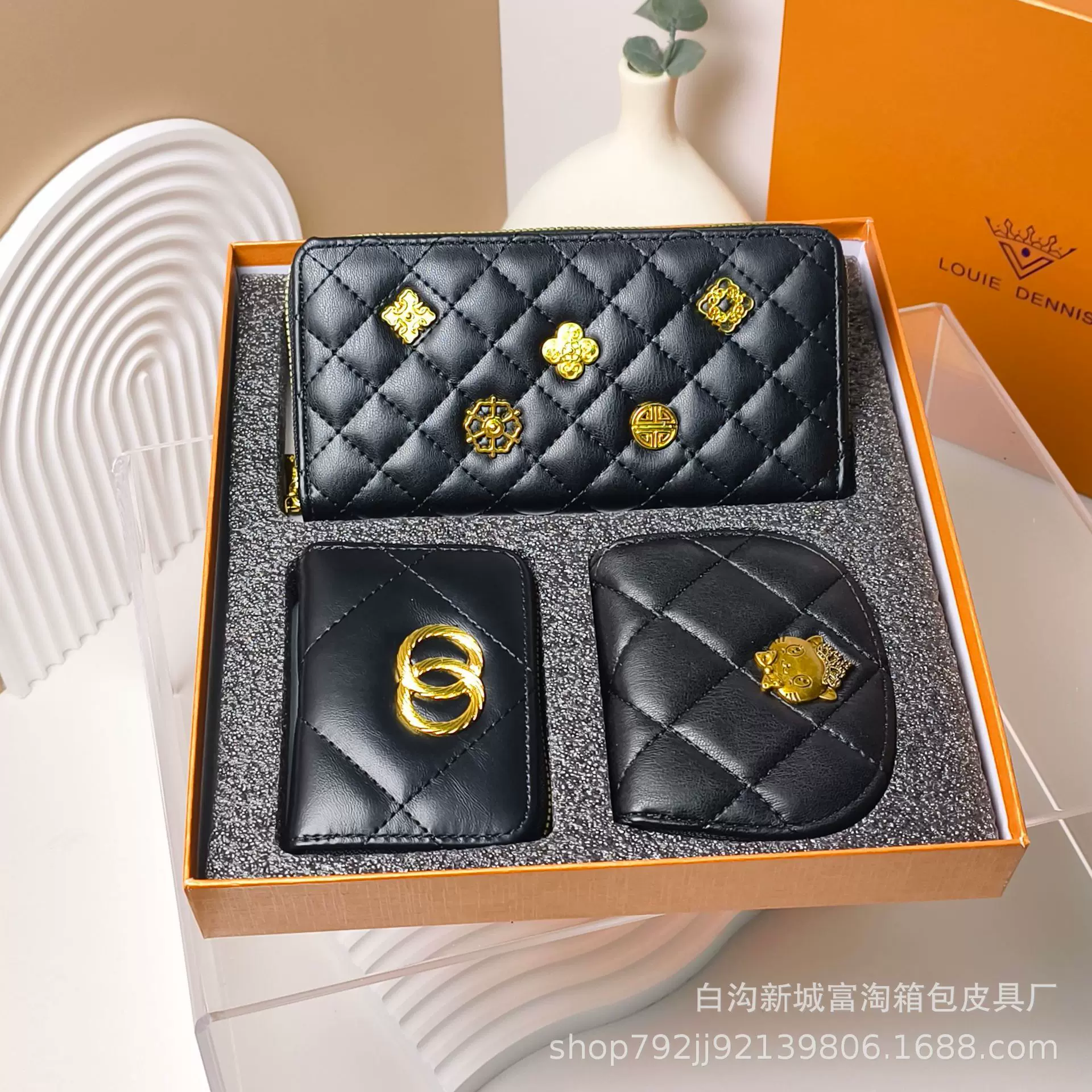 2025新款三件套礼盒钱包手拿包风琴卡包精美卡包女士钱包