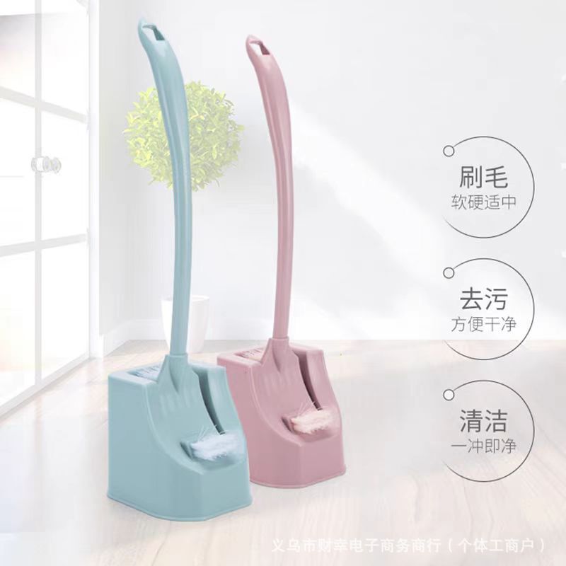 Toilet brush with base double-sided long handle to dead corner toilet brush toilet cleaning seam cleaning toilet brush soft hair