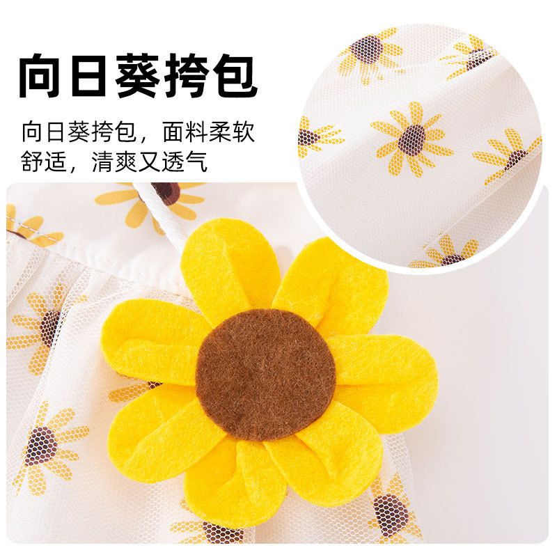 Perro primavera verano flor tridimensional flor girasol bolso chaleco falda gato mascota falda de verano vestido de dos pies