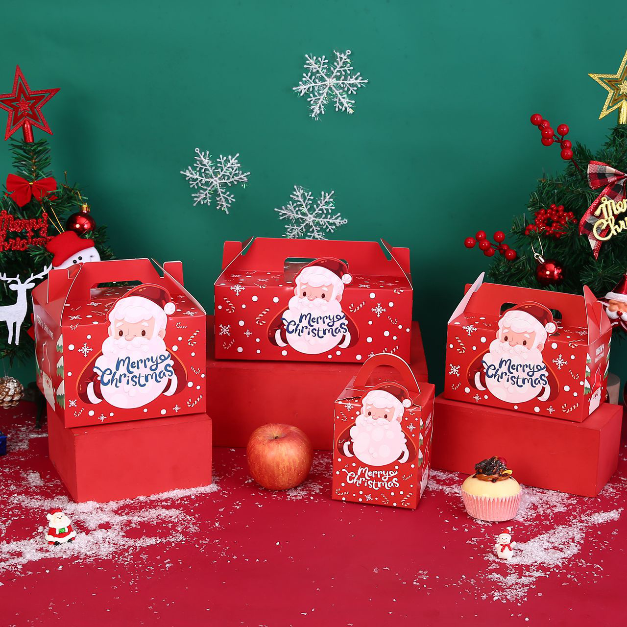 Christmas cupcake packaging box portable mousse biscuit candy snowflake pastry packaged nougat gift box