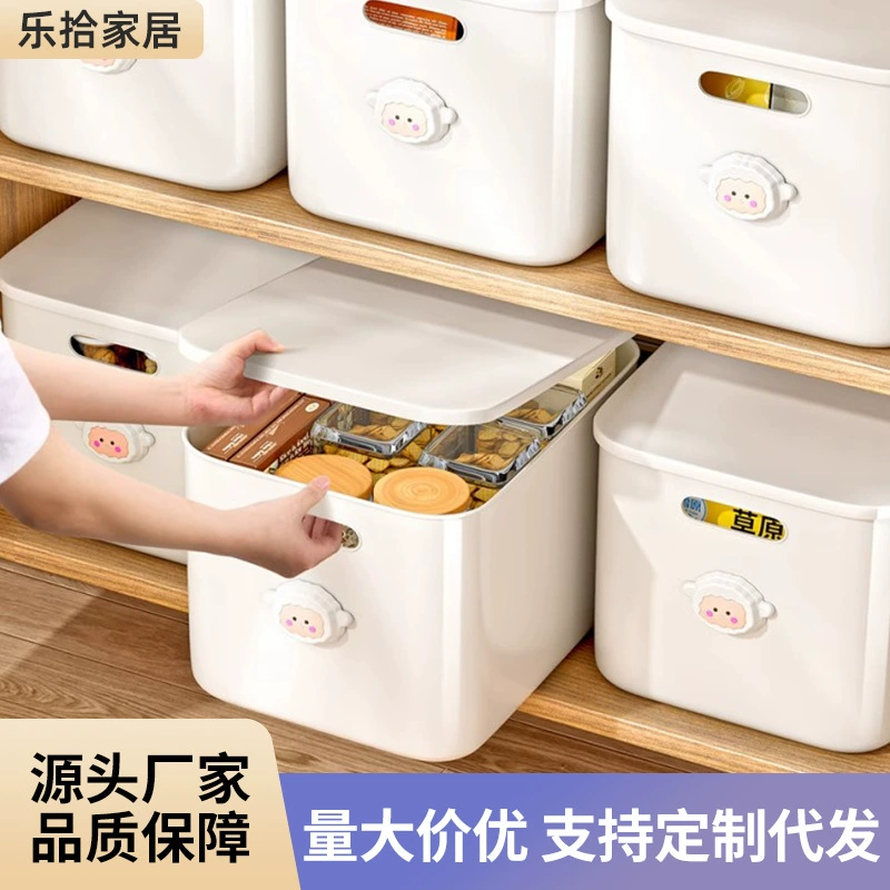 Ящик для хранения бытовых дорогих закусок, игрушек и мелочей, настольный ящик для организации гостиной, большой ящик для хранения мультфильмов с крышкой