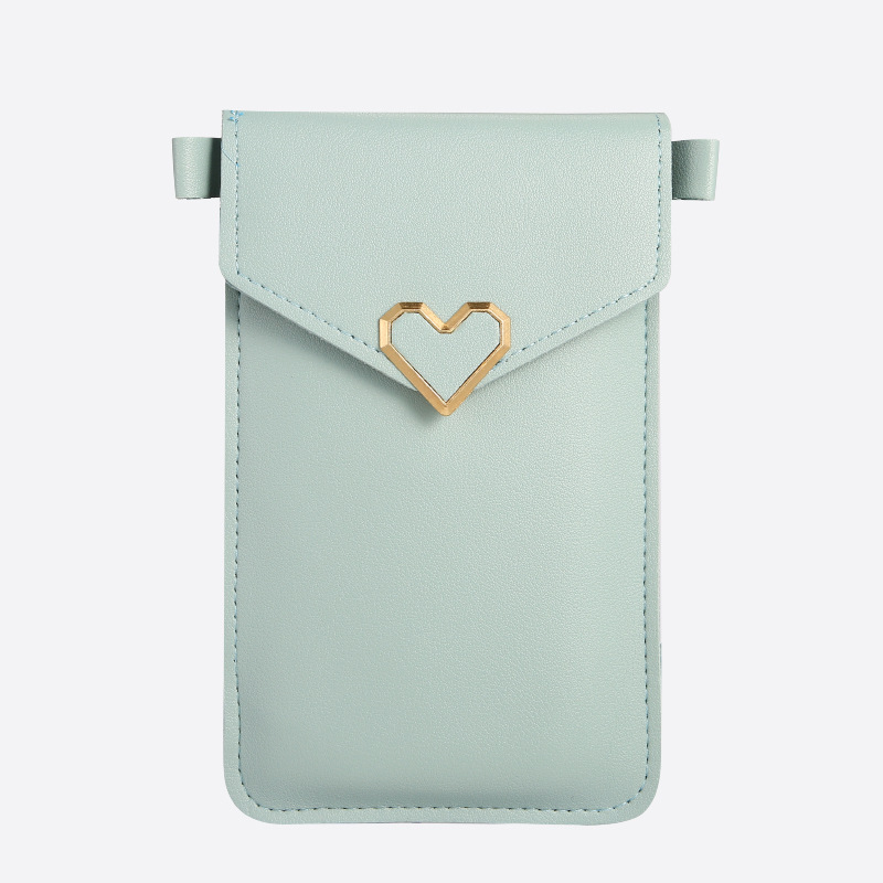 New Diagonal Straddle Phone Bag Transparent Touchable Screen Phone Wallet Female Retro Student Solid Love Buckle Small Wallet