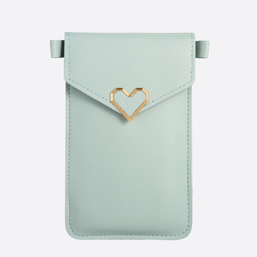 New cross-body mobile phone bag transparent touch screen mobile phone wallet female retro student solid color love buckle small wallet