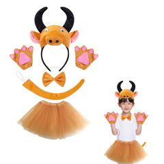 化妝舞會發箍立體黃牛動物頭箍萬聖節裝飾用品卡通頭飾奶牛髮飾女