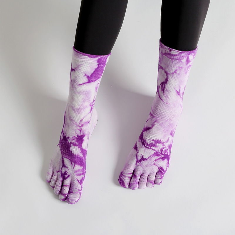 Mid-calf yoga socks long non-slip socks professional Pilates socks women's five-finger socks autumn and winter fitness socks sports socks
