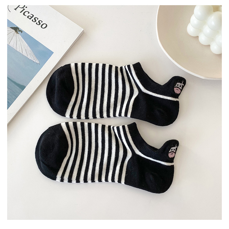 black and white cow cartoon polyester cotton socks 10-pairs  NSASW74690