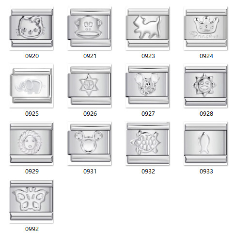 Cross-border Italian pattern stainless steel module supply cat Mickey goldfish turtle elephant smiley face bracelet