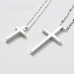 Sterling Silver Cross Necklace Men's Trendy Brand Men's Pendant Simple Glauceus Carving Girl's Clavicle Chain Couple Gift
