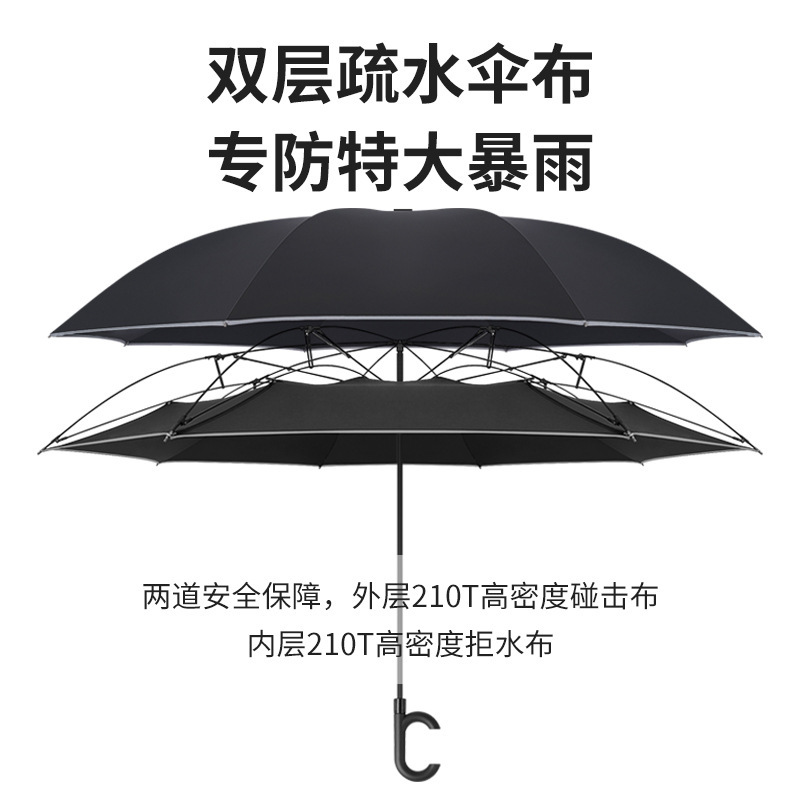 反向伞长柄雨伞直杆双人大号车载加大加厚加固双层暴雨用雨伞定制|undefined