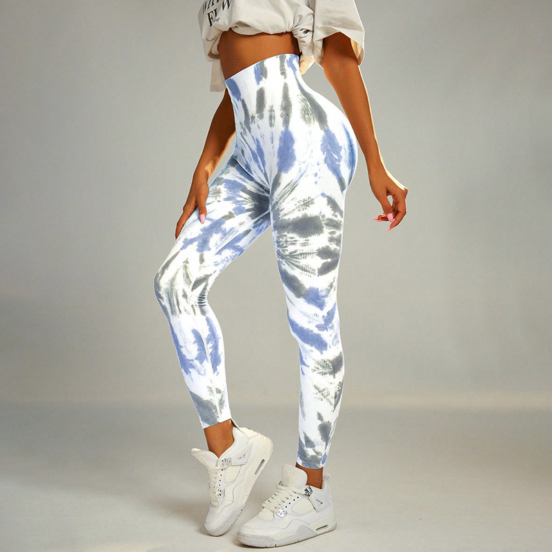 New tie-dyed high waist tight yoga pants Peach Hip training seamless yoga pants sports running fitness pants for women New tie-dyed high waist tight yoga pants Peach Hip training seamless yoga pants sports running fitness pants for women